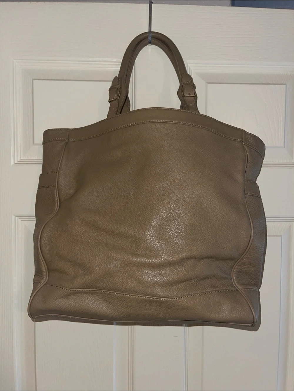 Tory Burch Taupe Pebbled Leather Tote